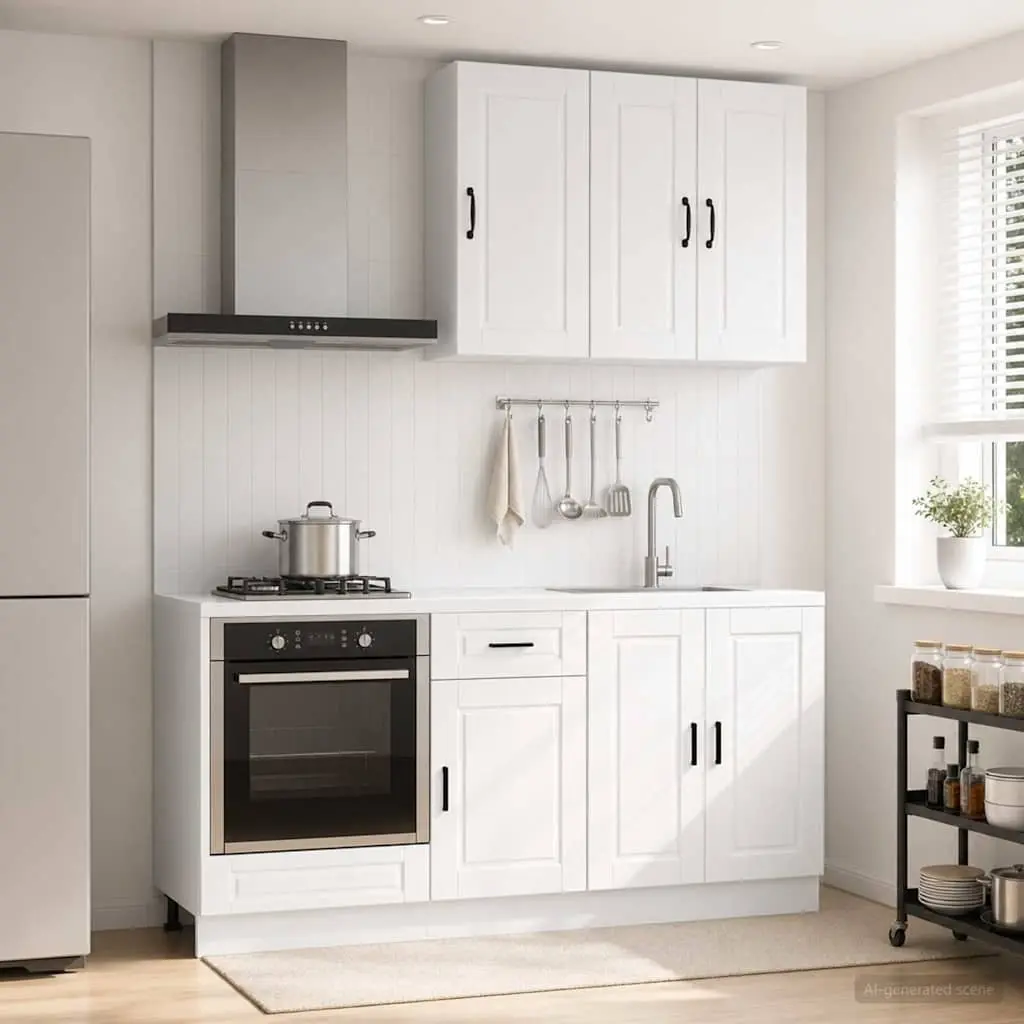 High Gloss White Kitchen Cabinet Unit with 5 Pieces
