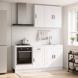 High Gloss White Kitchen Cabinet Unit with 5 Pieces