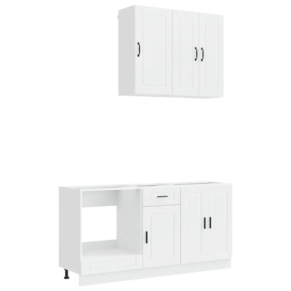 High Gloss White Kitchen Cabinet Unit with 5 Pieces