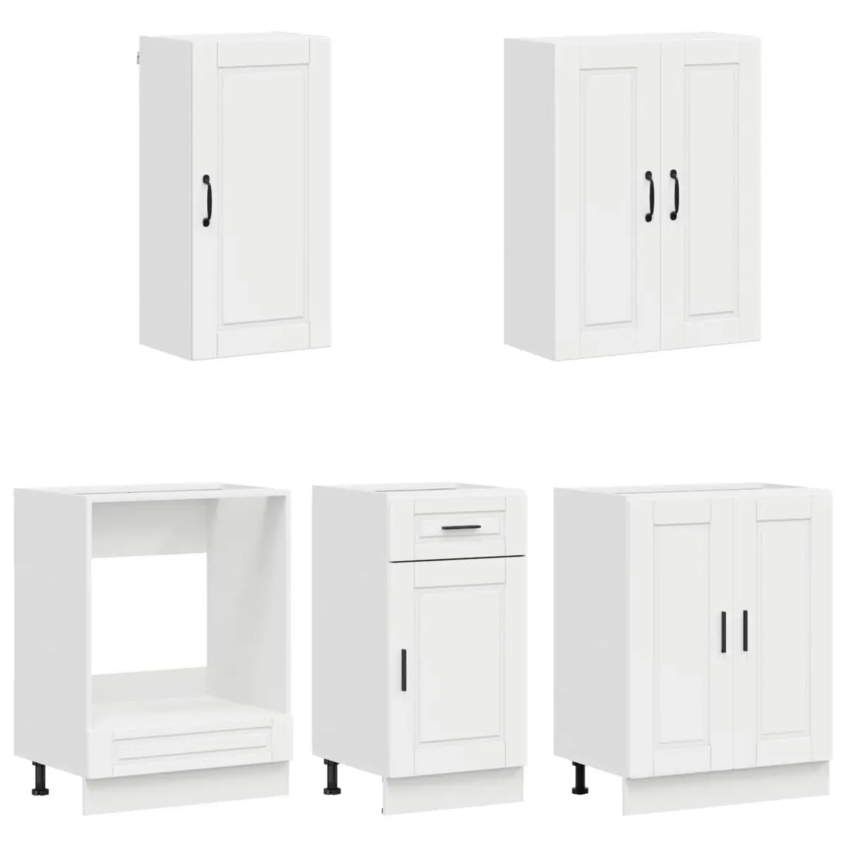 High Gloss White Kitchen Cabinet Unit with 5 Pieces