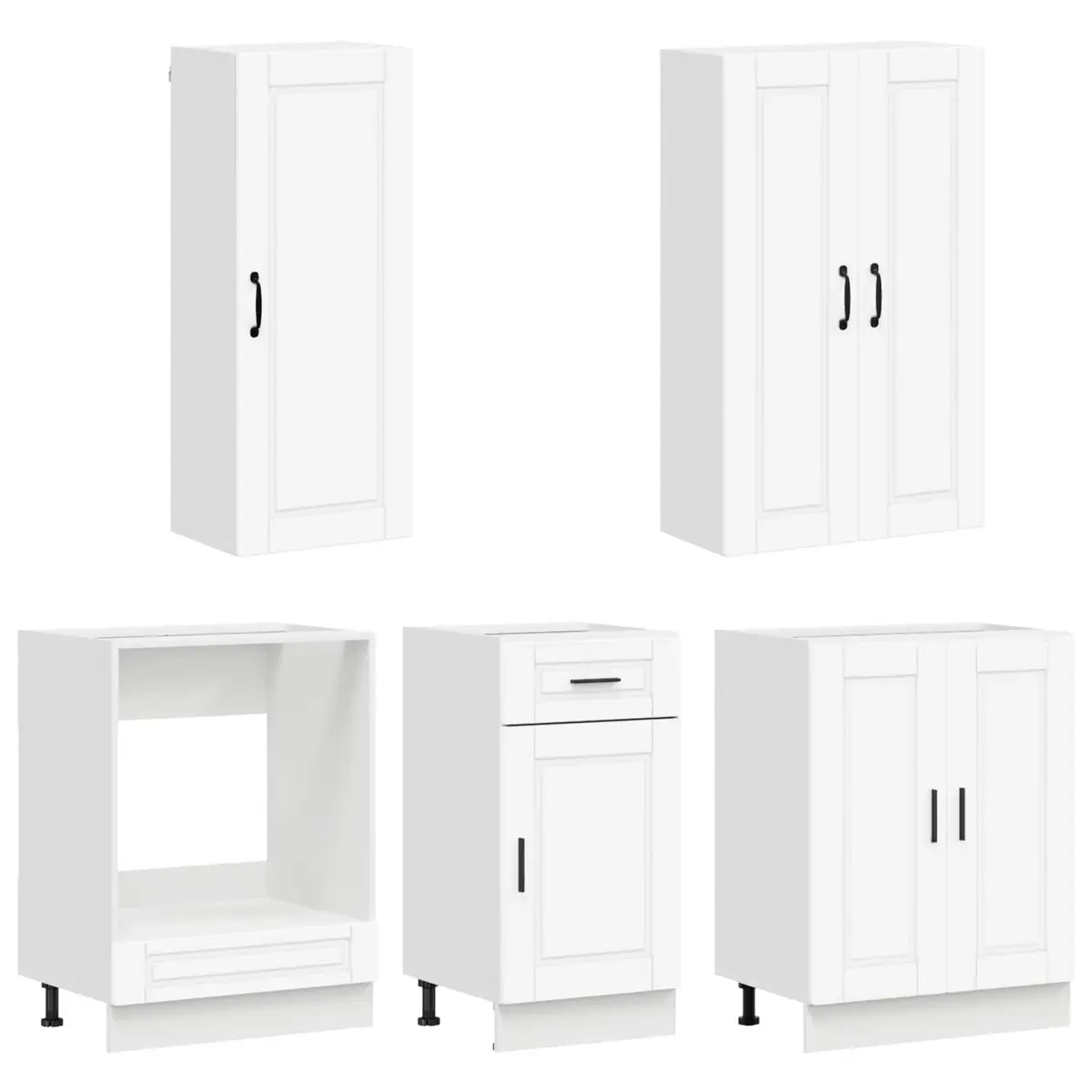 Kitchen Unit Engineered Wood 5 Piece White Cabinet Storage Furniture