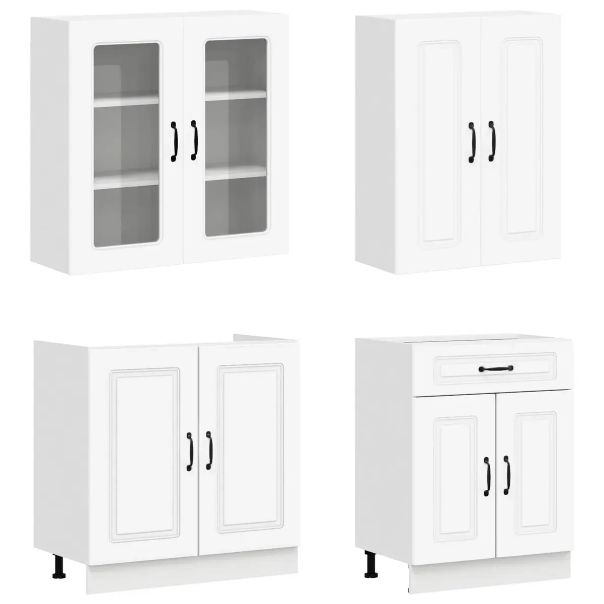 Kitchen Cabinet Unit Engineered Wood 4 Piece White