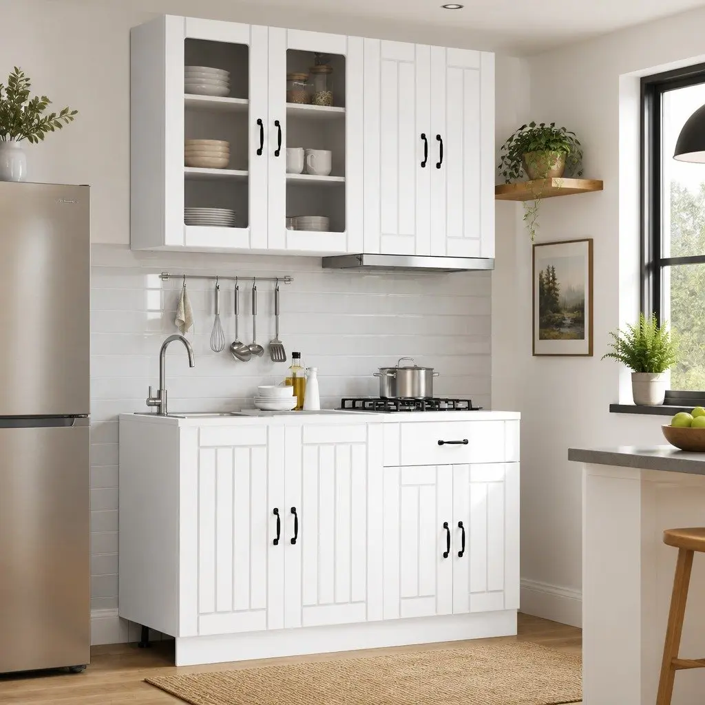 4 Piece Kitchen Cabinet Unit in White