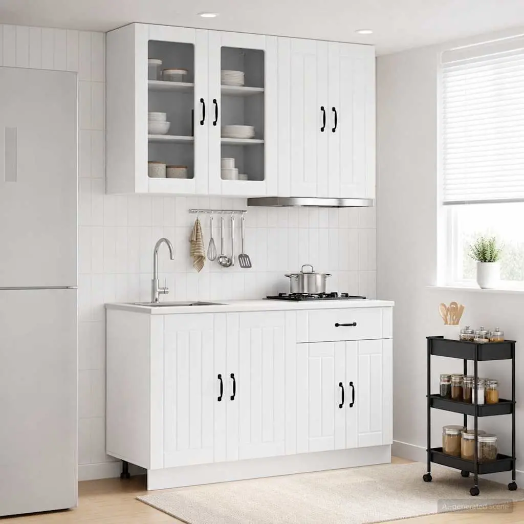 High Gloss White Kitchen Unit 4 Piece Engineered Wood Storage