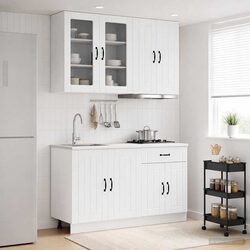 High Gloss White Kitchen Unit 4 Piece Engineered Wood Storage