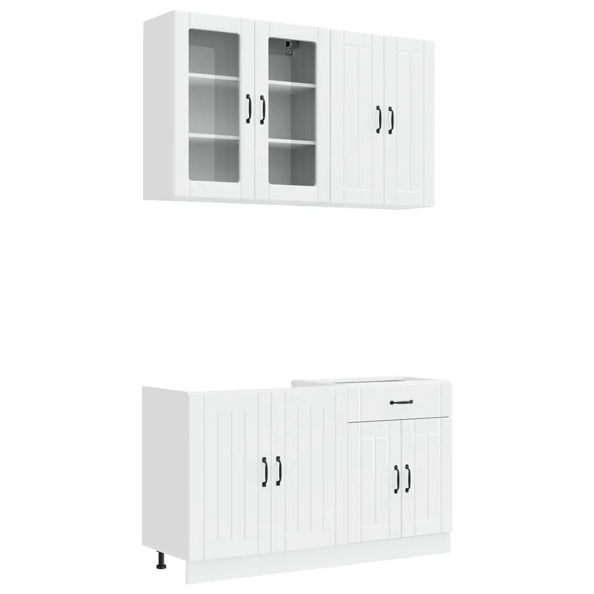 High Gloss White Kitchen Unit 4 Piece Engineered Wood Storage