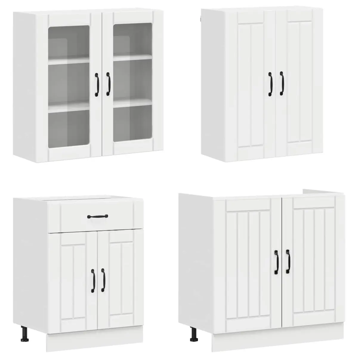 High Gloss White Kitchen Unit 4 Piece Engineered Wood Storage