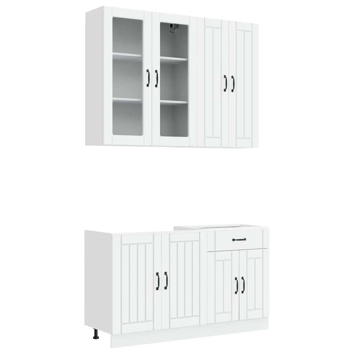 LUCCA 4-Piece White Engineered Wood Kitchen Storage Unit