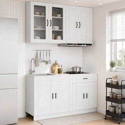 High Gloss White Kitchen Storage Unit - 4 Pieces