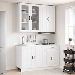 High Gloss White 4 Piece Kitchen Storage Cabinet