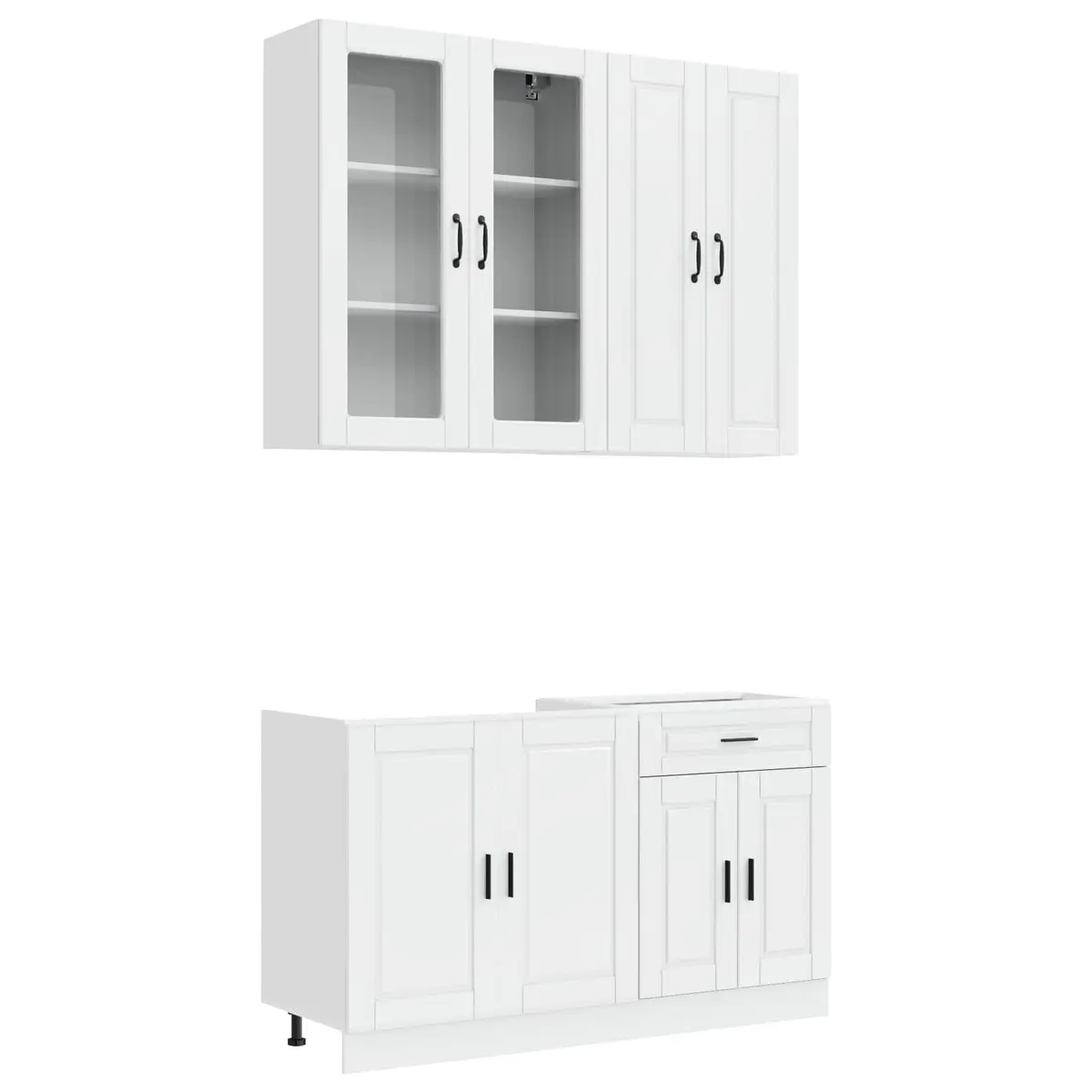 Kitchen Cabinet Engineered Wood 4 Piece High Gloss White