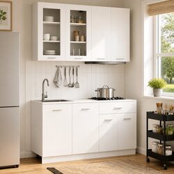 Kitchen Unit LYON 4 Pieces White Engineered Wood Storage Cabinet Organizer