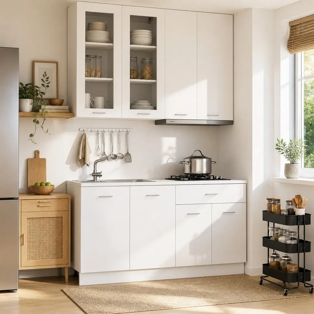 LYON 4-Piece White Engineered Wood Kitchen Storage Set