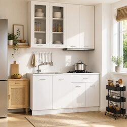 LYON 4-Piece White Engineered Wood Kitchen Storage Set