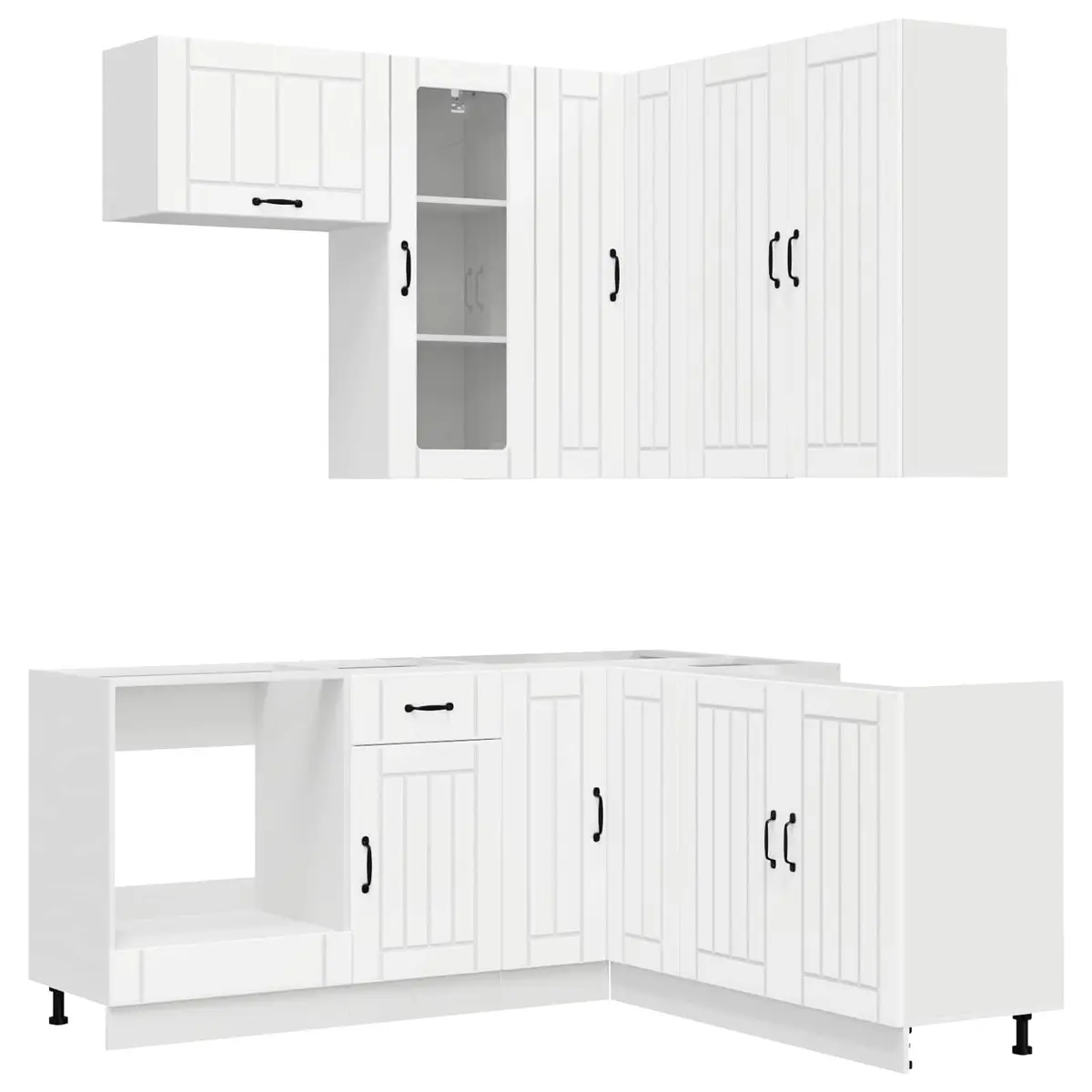 8 Piece White Engineered Wood Kitchen Cabinet Unit