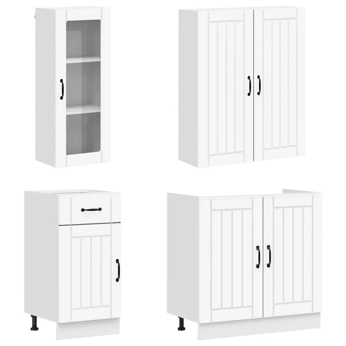 8 Piece White Engineered Wood Kitchen Cabinet Unit