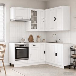 PORTO Kitchen Unit - 8 Piece High Gloss White Cabinet