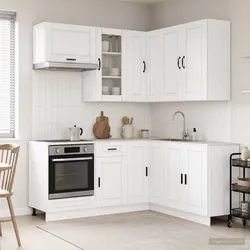PORTO Kitchen Unit - 8 Piece High Gloss White Cabinet