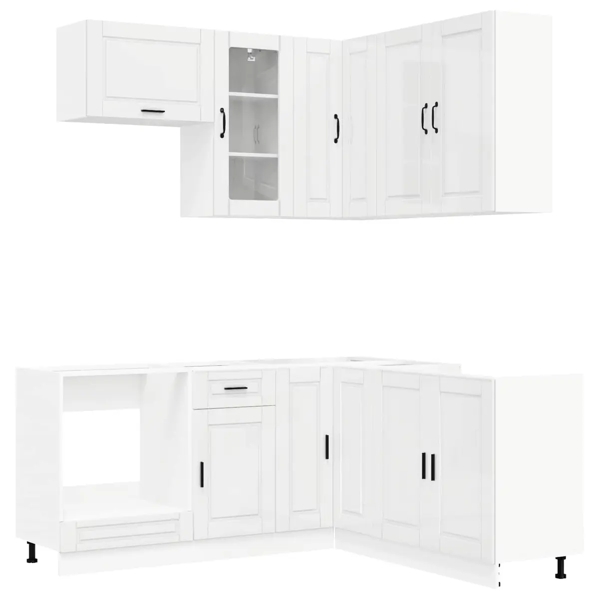 Kitchen Cabinet Engineered Wood 8 Piece High Gloss White