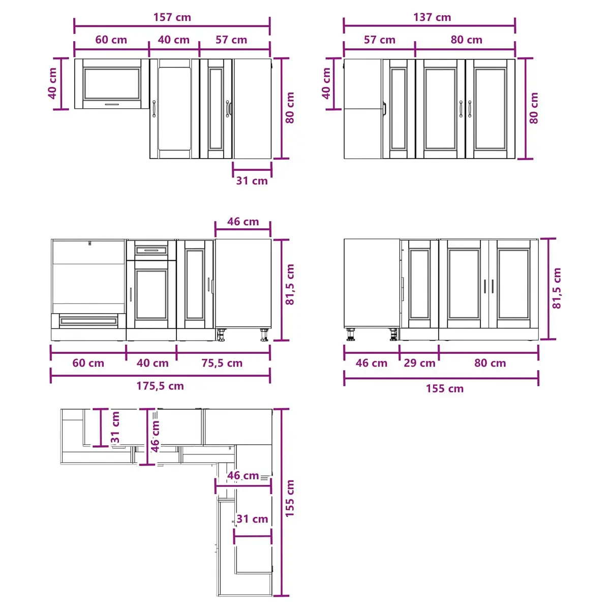 Kitchen Cabinet Engineered Wood 8 Piece High Gloss White