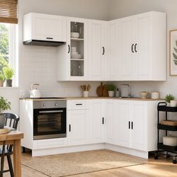 PORTO Kitchen Unit: 8-Piece White Engineered Wood Storage
