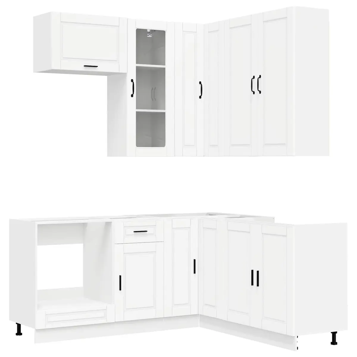 Kitchen Unit Engineered Wood 8 Piece White Cabinet Storage Furniture