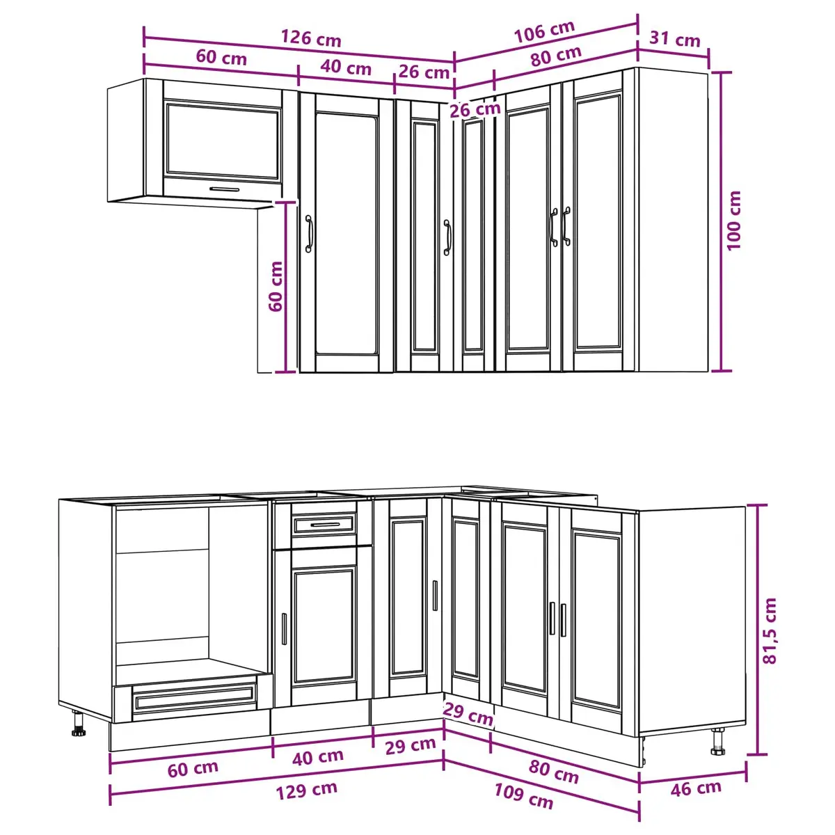 Kitchen Unit Engineered Wood 8 Piece White Cabinet Storage Furniture