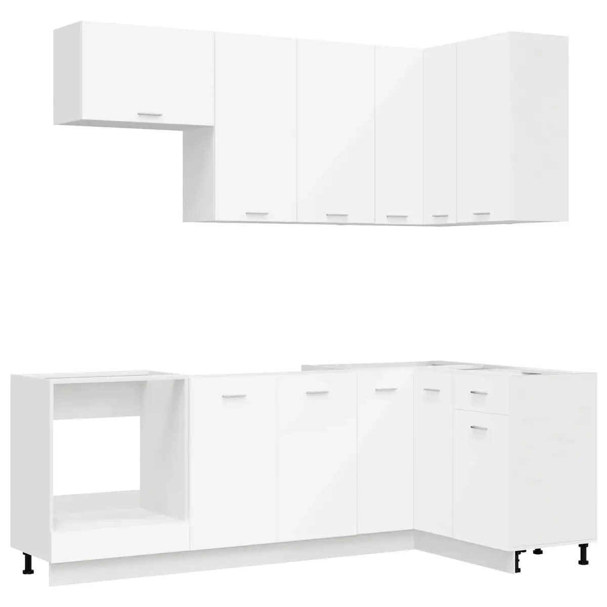 8-Piece White Kitchen Cabinet Set with Durable Build