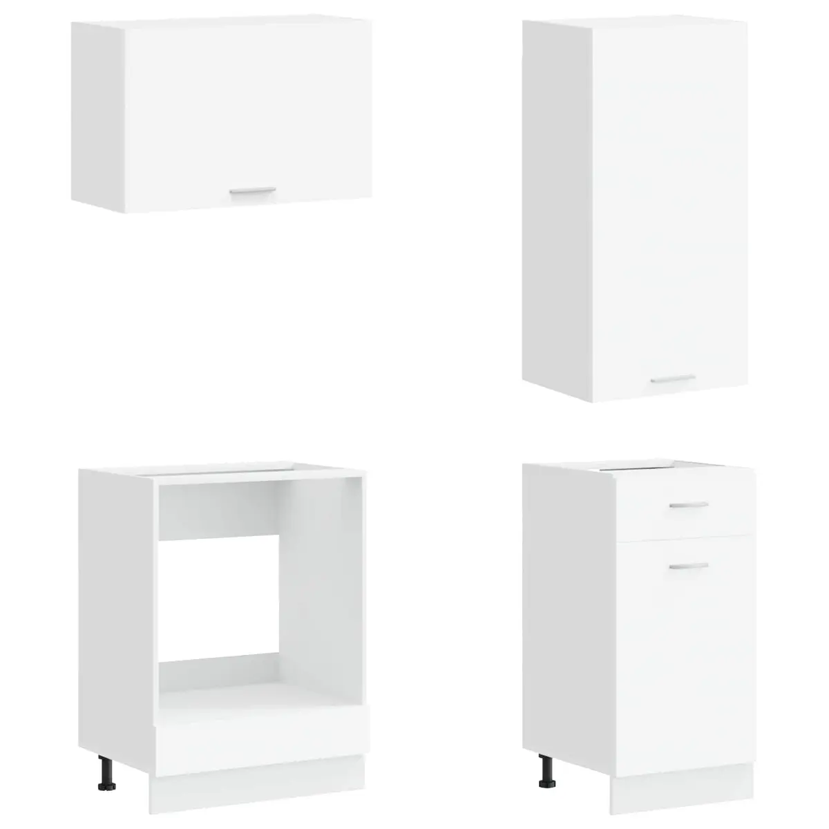 8-Piece White Kitchen Cabinet Set with Durable Build