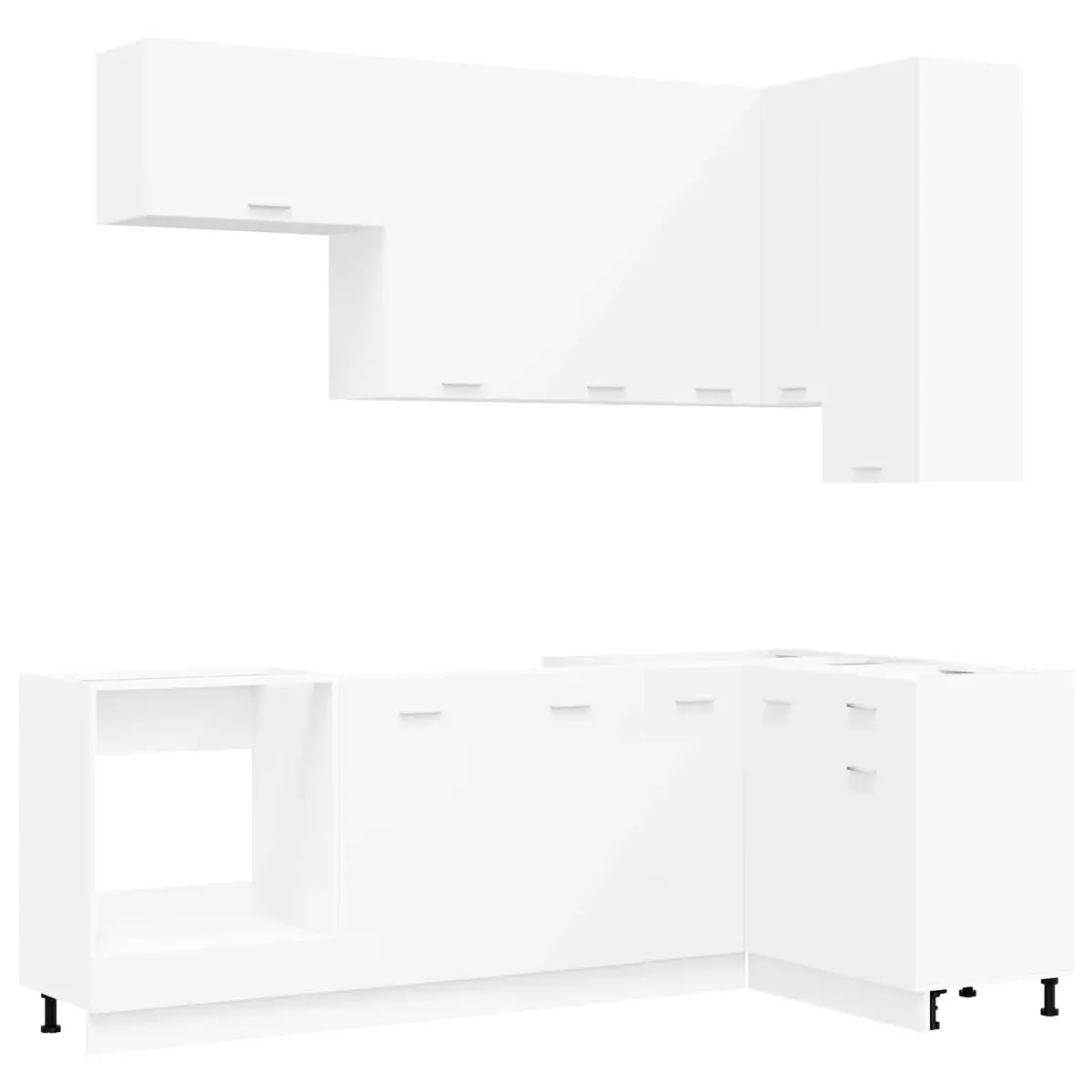 8 Piece White Modern Kitchen Storage Cabinet
