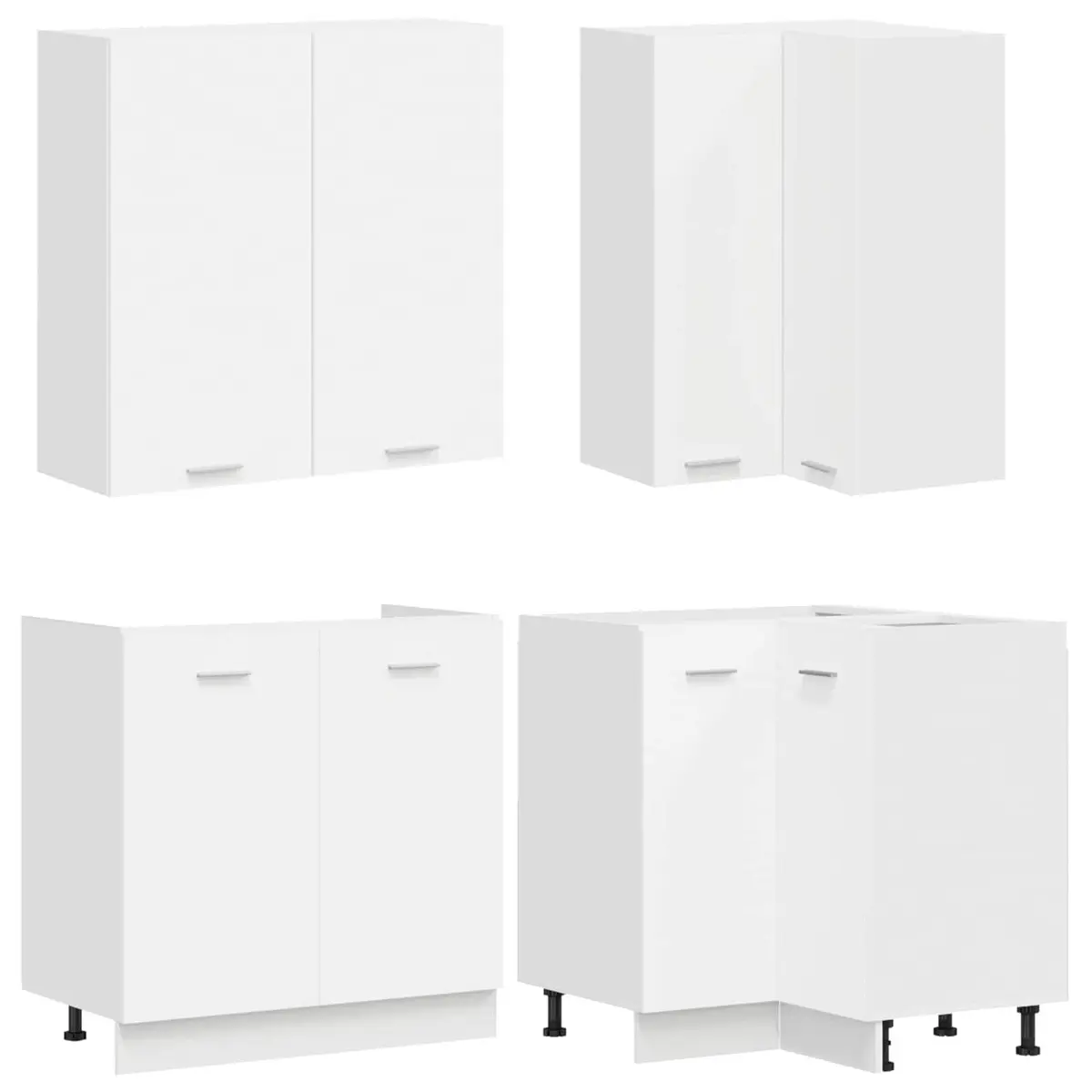 8 Piece White Modern Kitchen Storage Cabinet