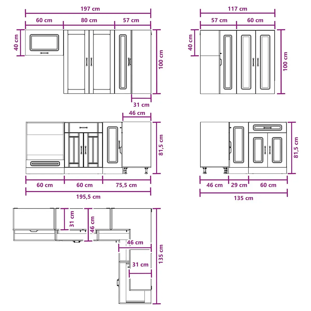 8-Piece White Engineered Wood Kitchen Cabinet