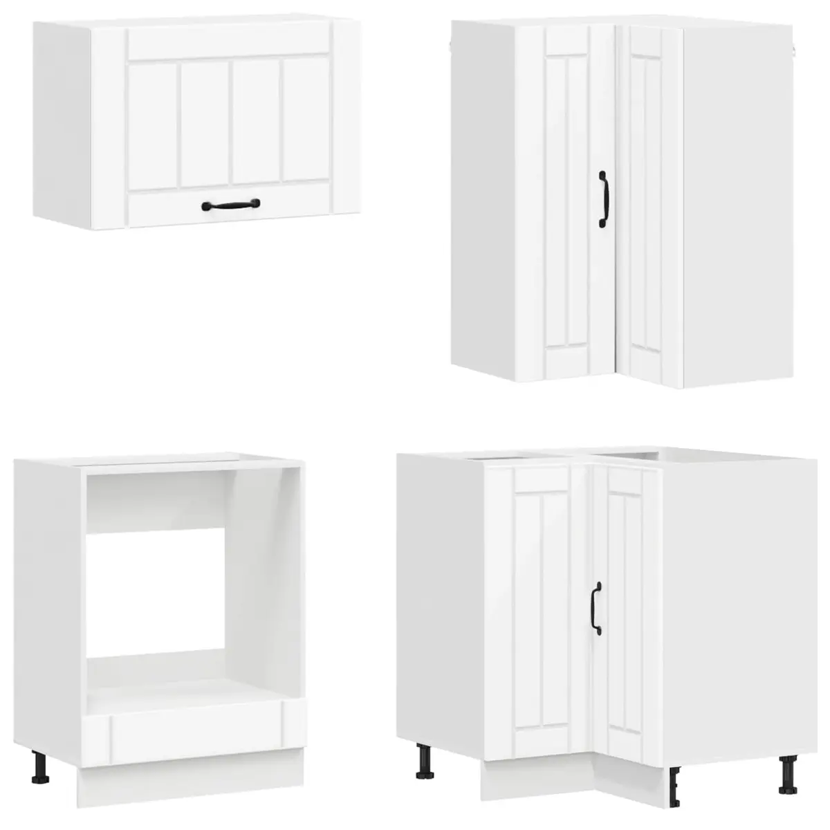 8-Piece White Kitchen Storage Unit with Adjustable Feet