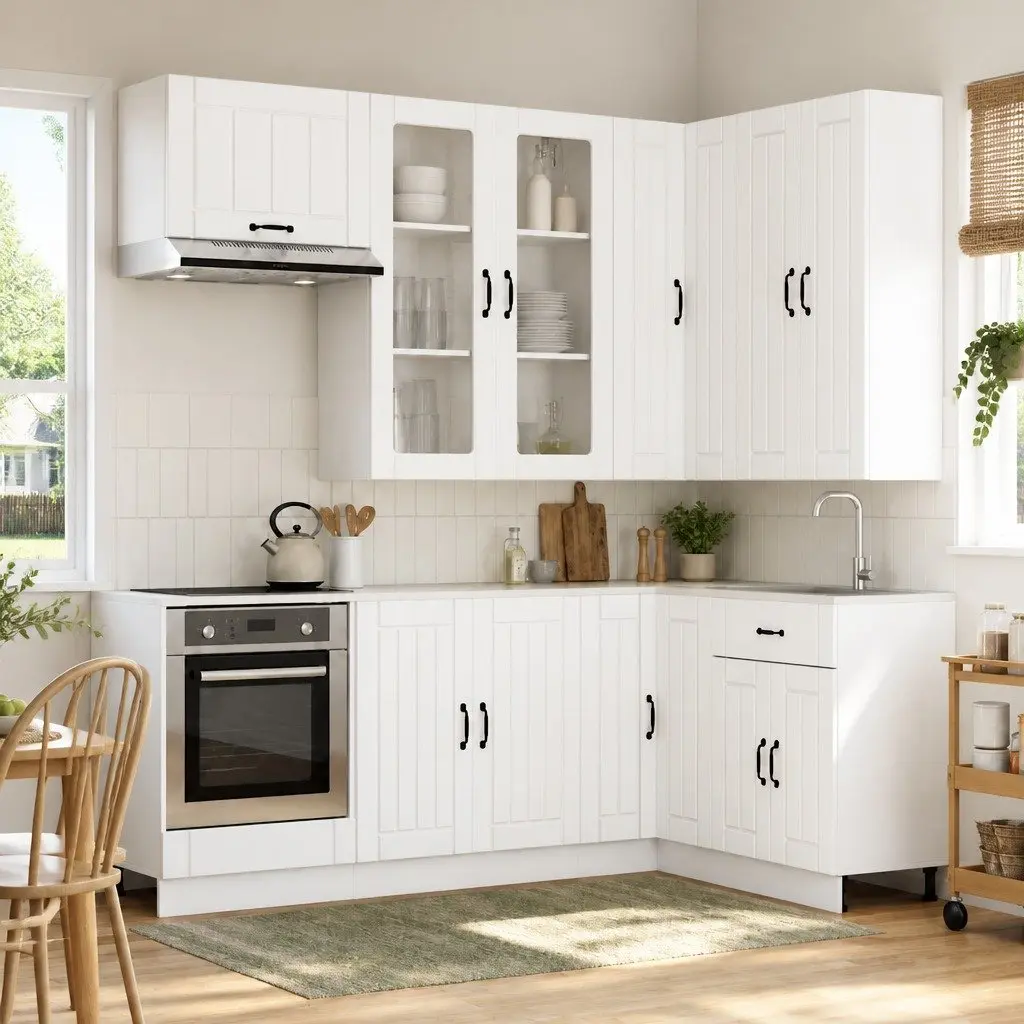 8 Piece White Kitchen Storage Unit in Engineered Wood