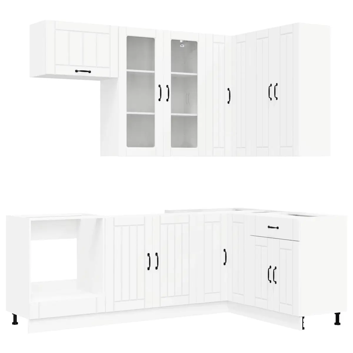 8 Piece White Kitchen Storage Unit in Engineered Wood