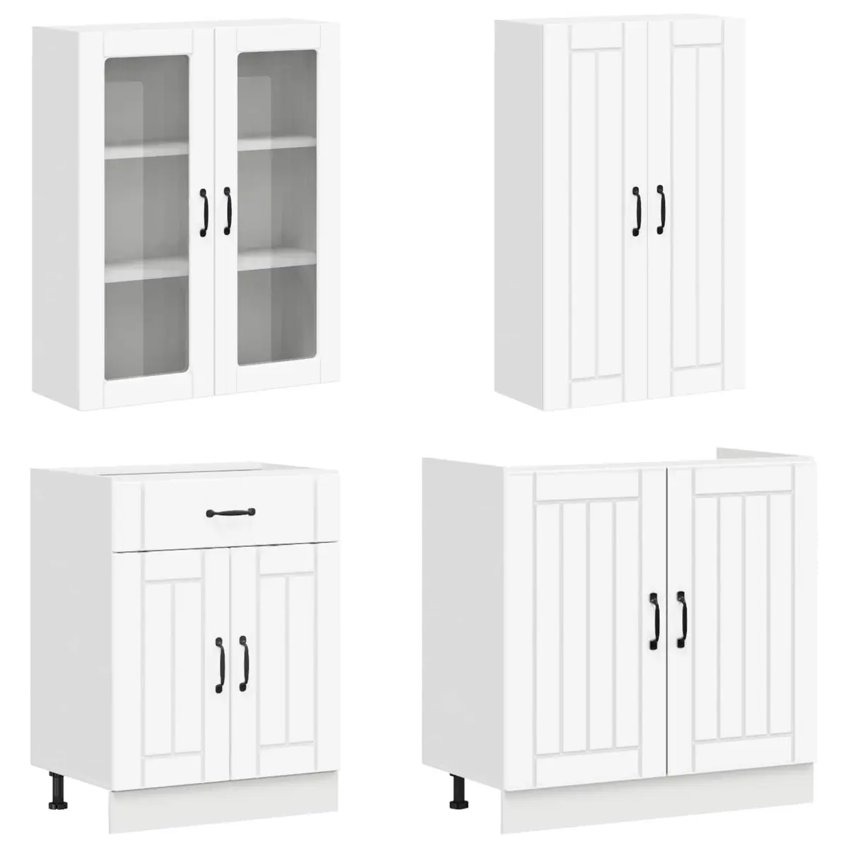 8 Piece White Kitchen Storage Unit in Engineered Wood