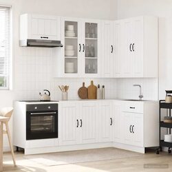 High Gloss White Kitchen Cabinet Unit 8 Piece Set