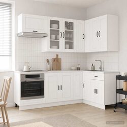 High Gloss White 8-Piece Engineered Wood Kitchen Unit