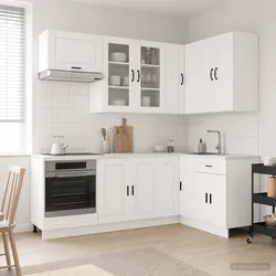 High Gloss White 8-Piece Engineered Wood Kitchen Unit