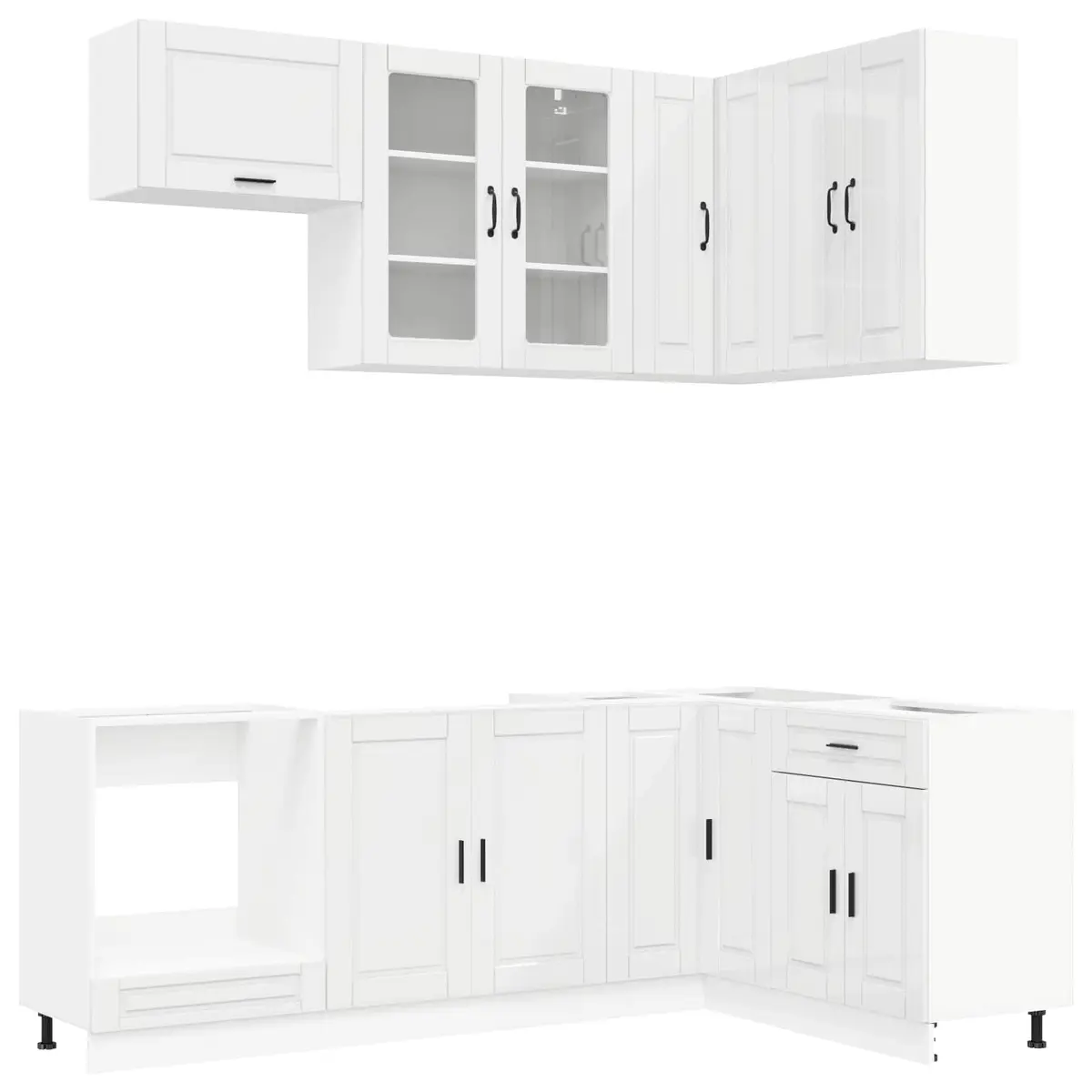 Kitchen Cabinet Engineered Wood 8 Piece High Gloss White Storage Unit