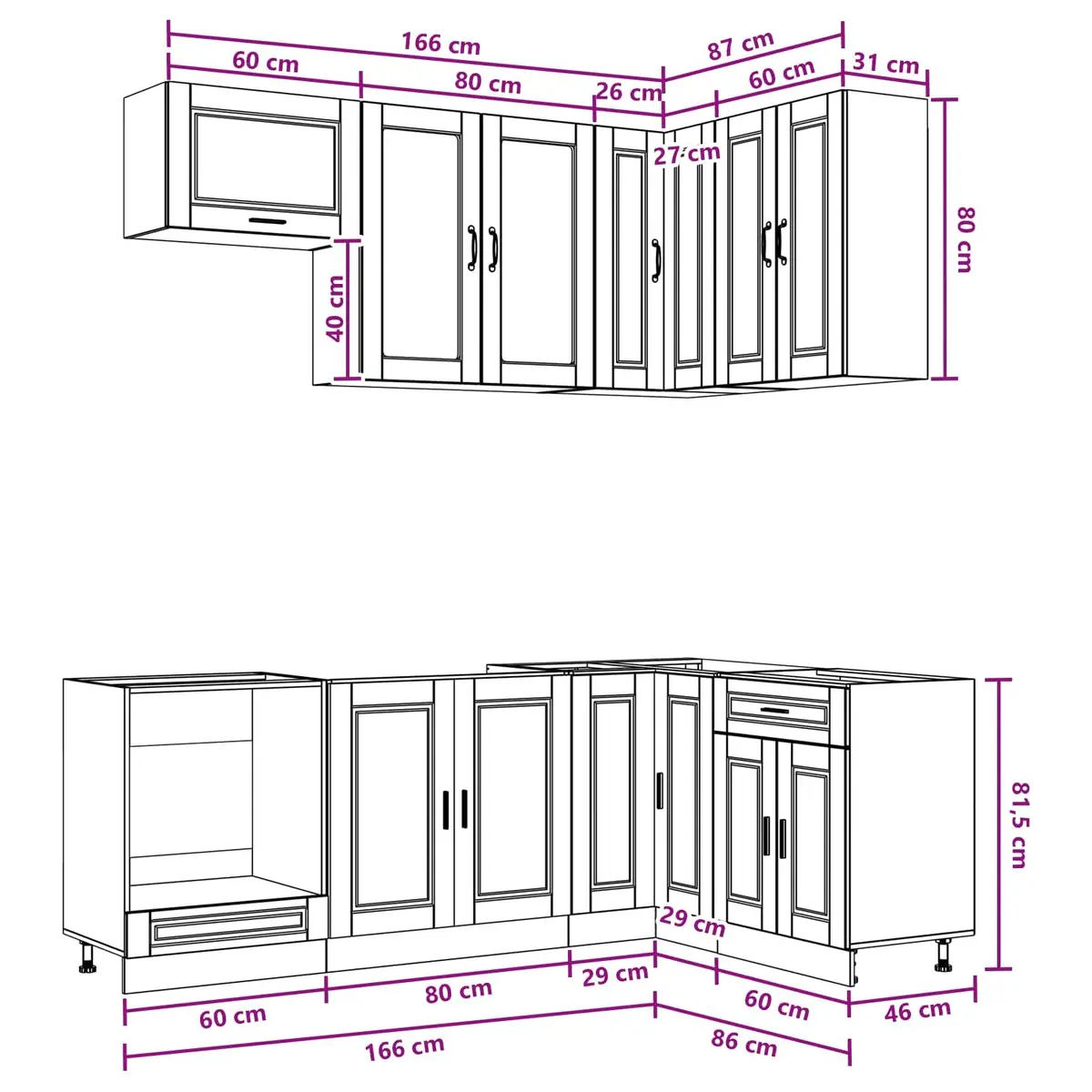 Kitchen Cabinet Engineered Wood 8 Piece High Gloss White Storage Unit