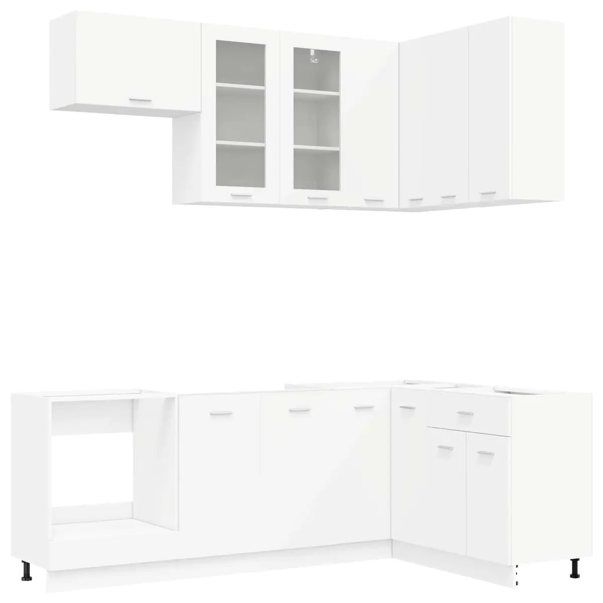 Kitchen Cabinet Unit 8 Piece White Modern Storage Organiser Engineered Wood Set