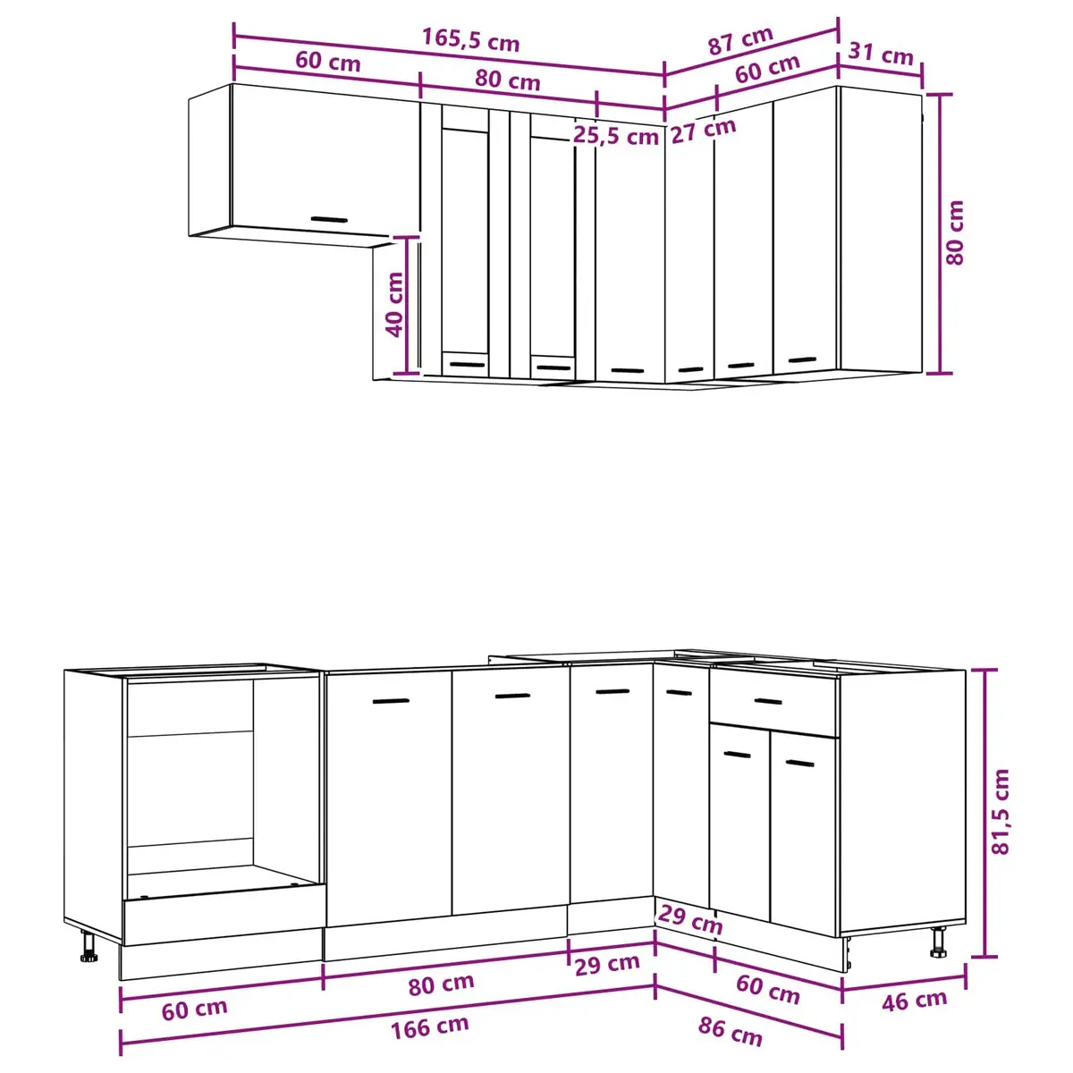 Kitchen Cabinet Unit 8 Piece White Modern Storage Organiser Engineered Wood Set