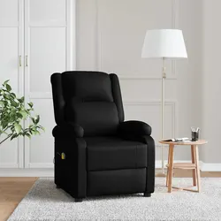 Black Faux Leather Electric Massage Chair with 6 Vibration Points
