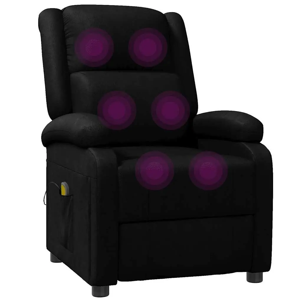 Electric Massage Chair Faux Leather Reclining Black 6 Points Vibration