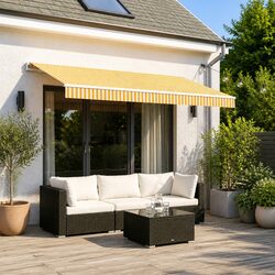 Durable Yellow White Awning Replacement Fabric 350 x 250 cm
