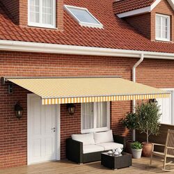 High-Quality Yellow White Awning Replacement Fabric 500 x 300 cm