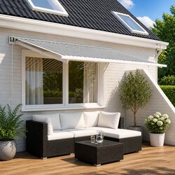 Durable Anthracite White Awning Replacement Fabric 350 x 250 cm