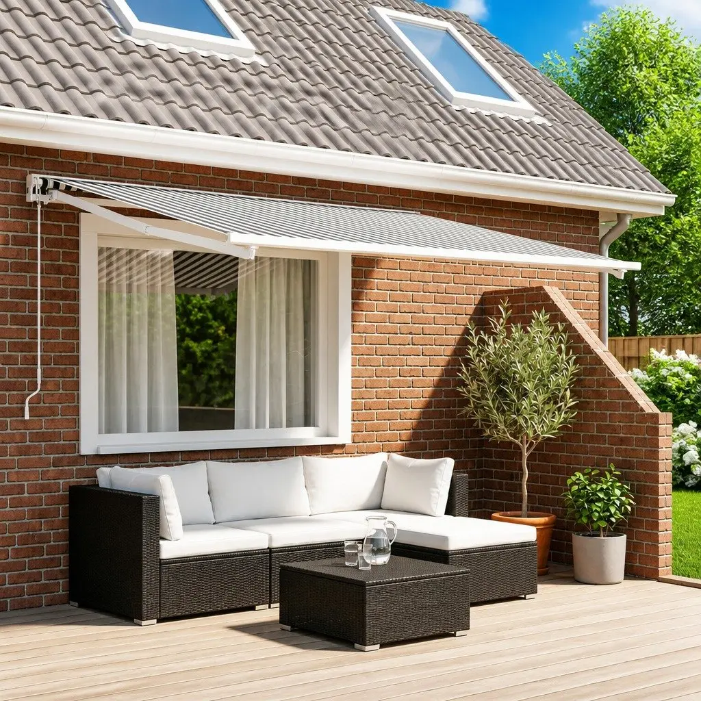 Awning Replacement Fabric Polyester 400 x 350 cm Anthracite White
