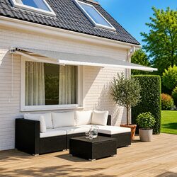 Durable Anthracite and White Awning Fabric 500 x 350 cm
